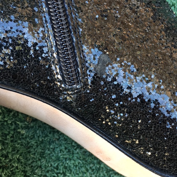 NWT Red Valentino Glitter Block Heel Boot Black 37 - Picture 15 of 16